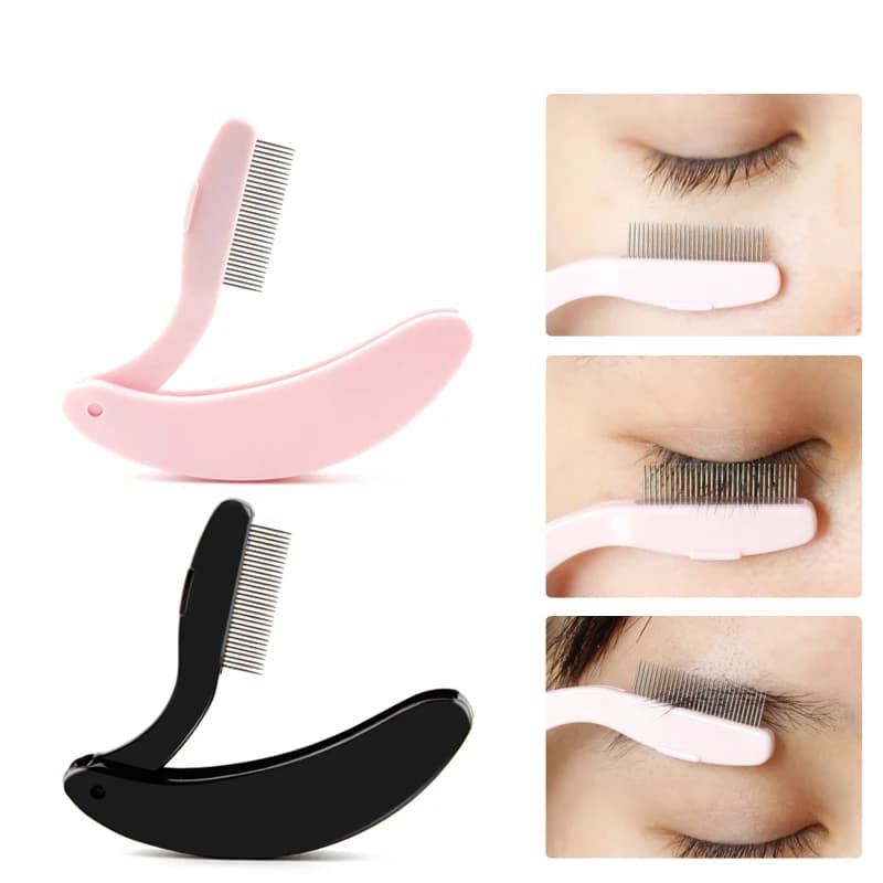 Folding Stainless Steel Ultra Fine Needle Eyebrow Eyebrow Brush Extension Metal Roof Tools For Cosmetic Makeup Black