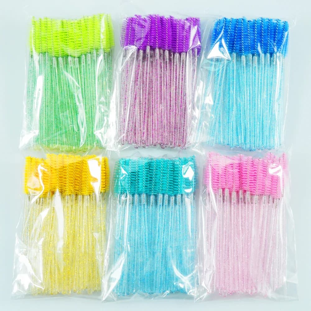 brushes for eyelashes makeup brushes 50 pieces applicator mascara disposable individual comb wand brushes for makeup eyelashes tools 8 colors