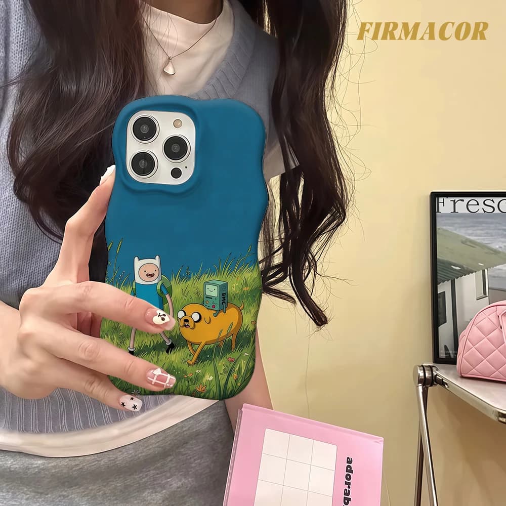 Custodia per telefono a doppio strato Luxury Wave Anime A-Adventure TimeS per iPhone 17 Air 16 15 14 13 12 11 Pro Max, protezione completa