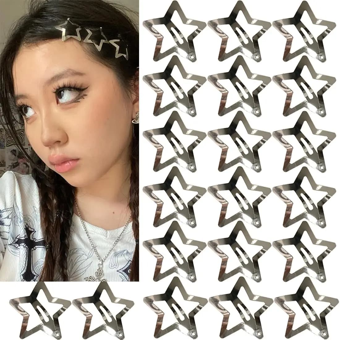 Accessori per capelli Star: bottoni automatici e fermagli per capelli in metallo antiscivolo per ragazze e donne, stile Y2k