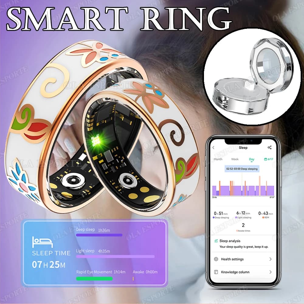 New Color Enamel Craft Ring Intelligent Sleep Monitoring Women's Blood Oxygen Monitoring Blood Pressure Mode Multi-sports Ring