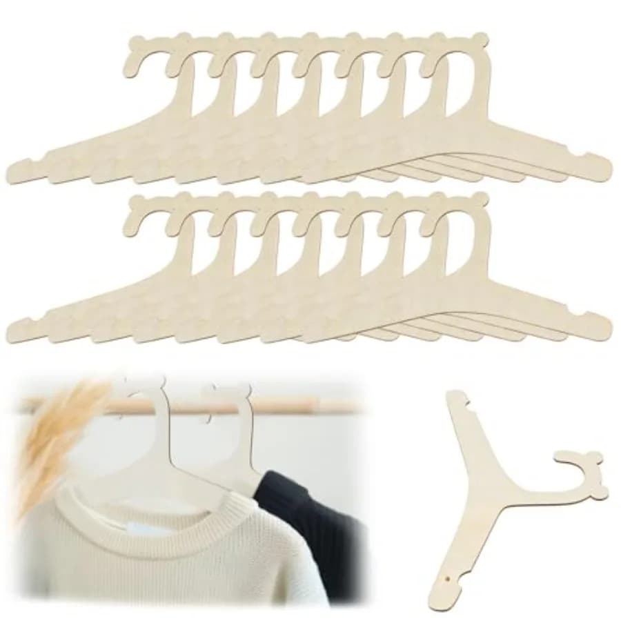 15 Pcs Wooden Baby Clothes Hangers, 9 Inch Baby Pant Hanger Ganchos para Ropa De Bebe, Newborn Child Hangers for Nursery Coats,