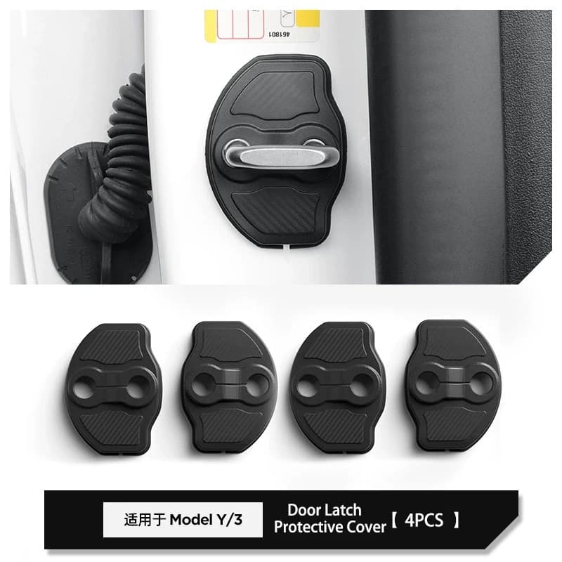 Set di 4 Protezioni per Serrature Porta Auto, Compatibili con Tesla Model 3 e Model Y 2023-2025, Accessori Adesivi Antiurto in Metallo