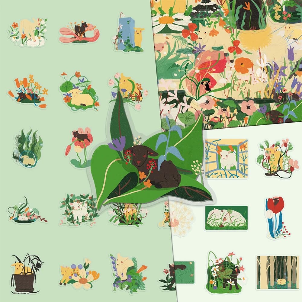10/30/50pcs Kawaii Creative Flower Lamb Sheep Stickers Cartoon Transparent Decals Stationery Luggage Phone Case Sticker Toy Gift