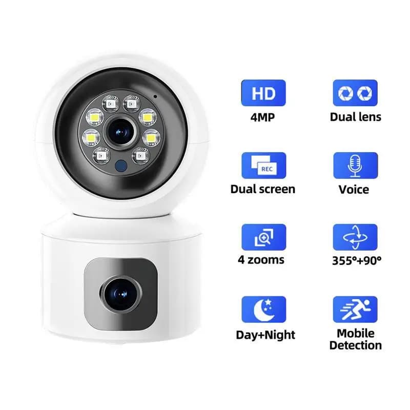 4MP UHD Yoosee APP Dual Lens Full Color 360 gradi Wireless PTZ IP Dome Camera Citofono Sicurezza domestica CCTV Baby Monitor