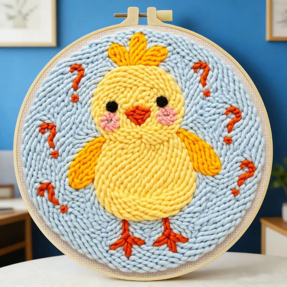 Kit per ricamo punch needle 20x20 cm (7,87 pollici) con motivo animale - Anatra, per ricamo a punto, ricamo a maglia, fai da te, regalo fatto a mano
