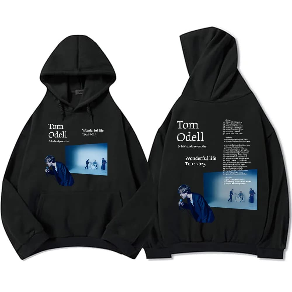 Tom Odell e la sua banda presenta The Wonderful Life Tour 2025 Felpe con cappuccio in pile caldo felpa con cappuccio da uomo casual allentate pullover da uomo