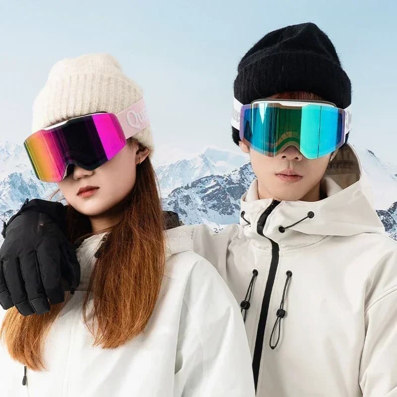 Qunature Occhiali da sci Montatura grande Occhiali da neve da snowboard Doppi strati UV400 Occhiali da sci antiappannamento Sci Occhiali sportivi da esterno