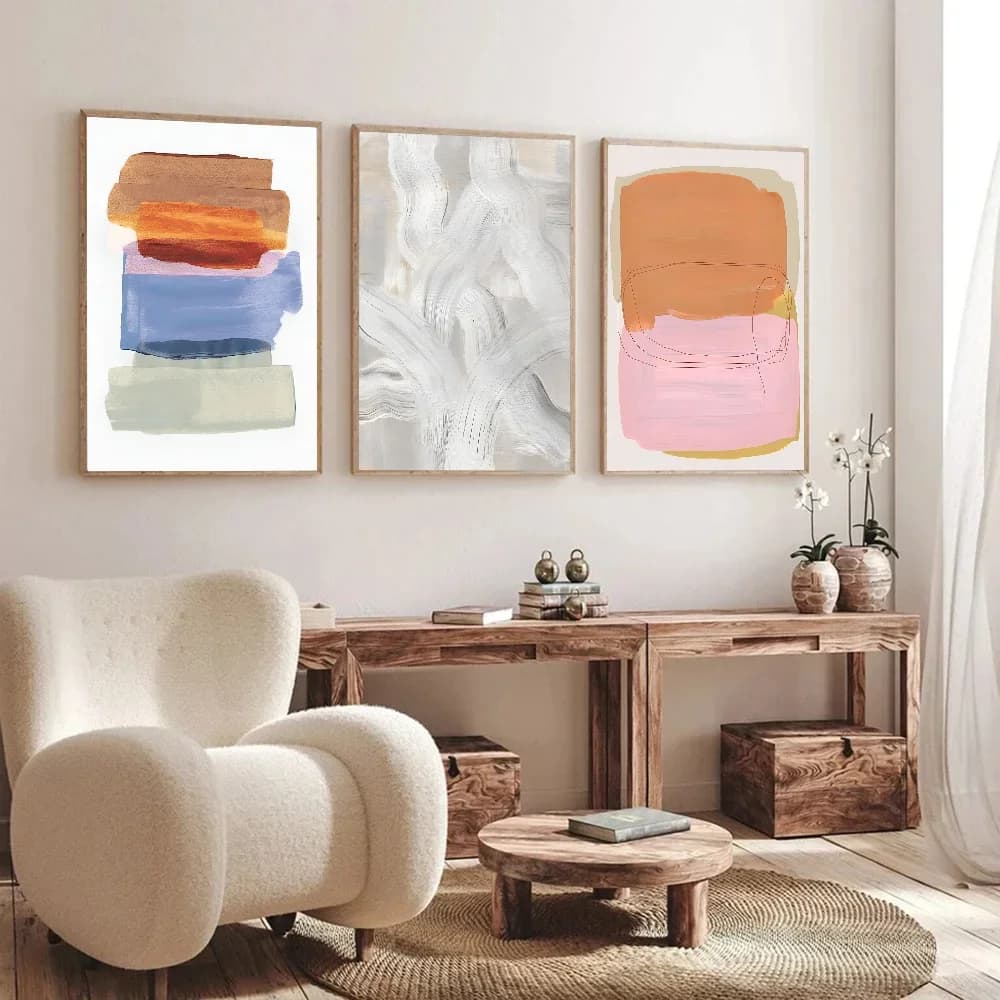 Canvas Painting Abstract Brush Strokes Art Poster Picture Waterproof Coffee House Bar Room Wall Decor Wall Decor