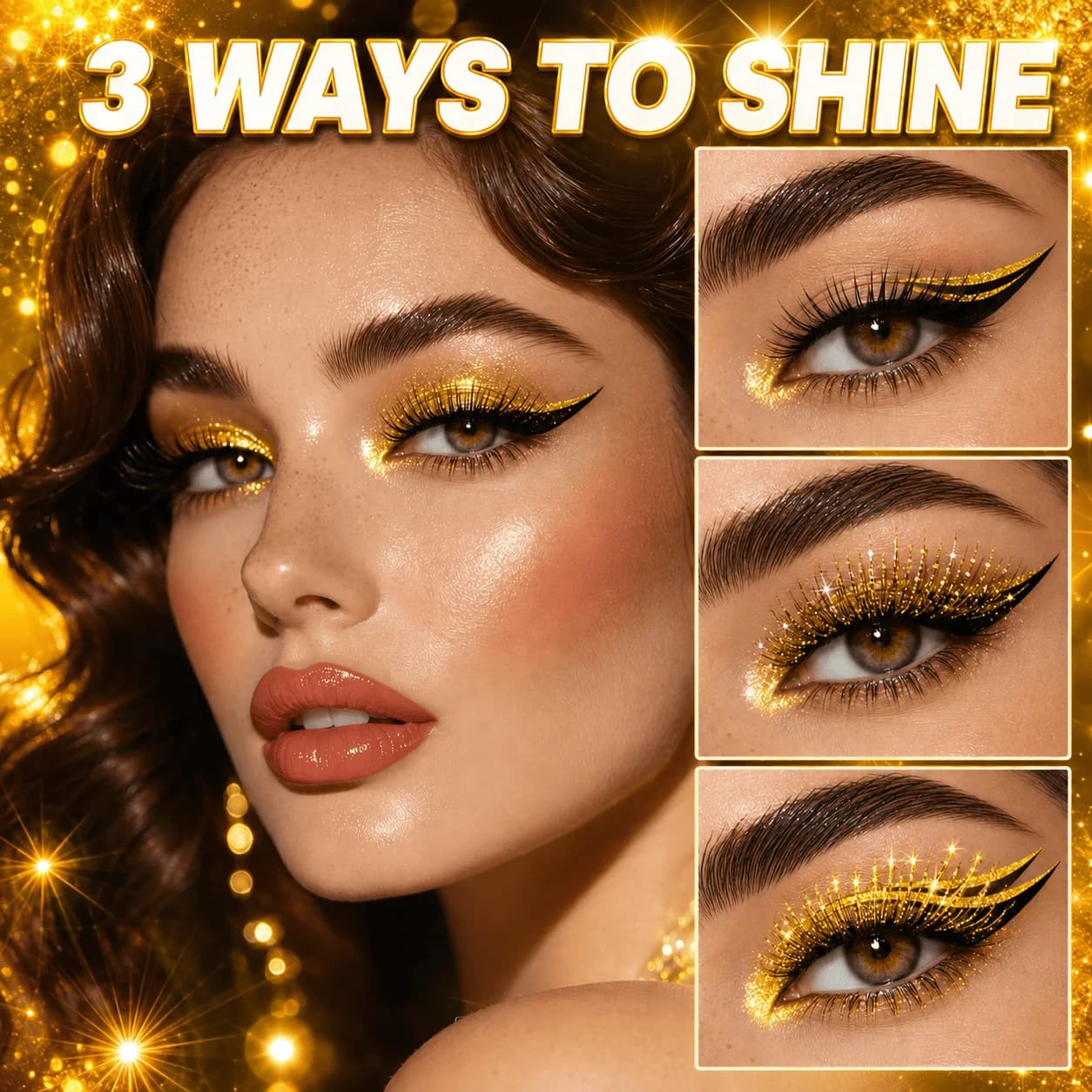 2PCS Shiny Glitter Mascara & Chameleon Double‑ended Eyeliner Set Sparkling Eye Makeup Kit
