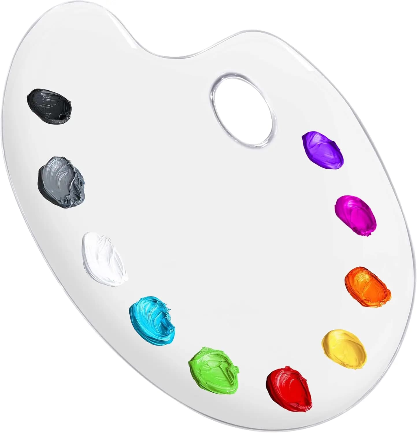 9x13.8" Clear Oval Acrylic Painting Palette - Non-Stick Plastic Mixing Tray for Acrylic and Oil Paint