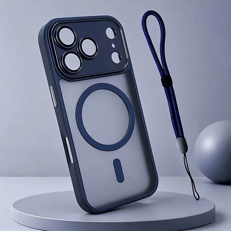 Magnetic Matte Translucent Shockproof Case for IPhone 17 16 15 14 Plus 13 12 11 Pro Max for Magsafe Back with Lanyard Back Cover