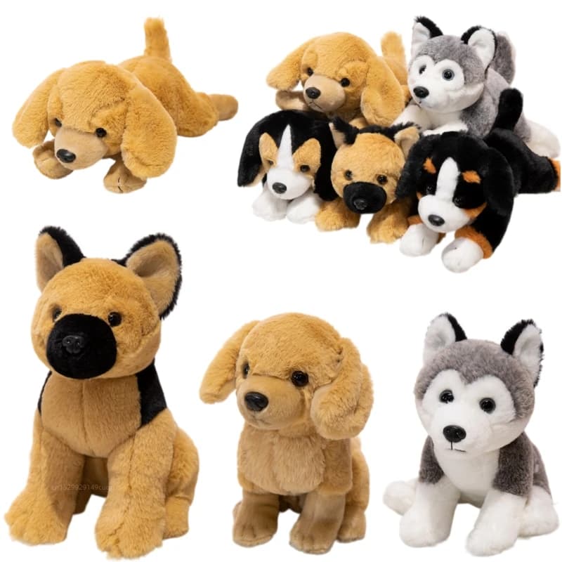 Simulation Dog Plush Doll Pillow Soft Cute Husky Beagle German Shepherd Animal Stuffed Toys Home Decor Soothing Gifts For Kids