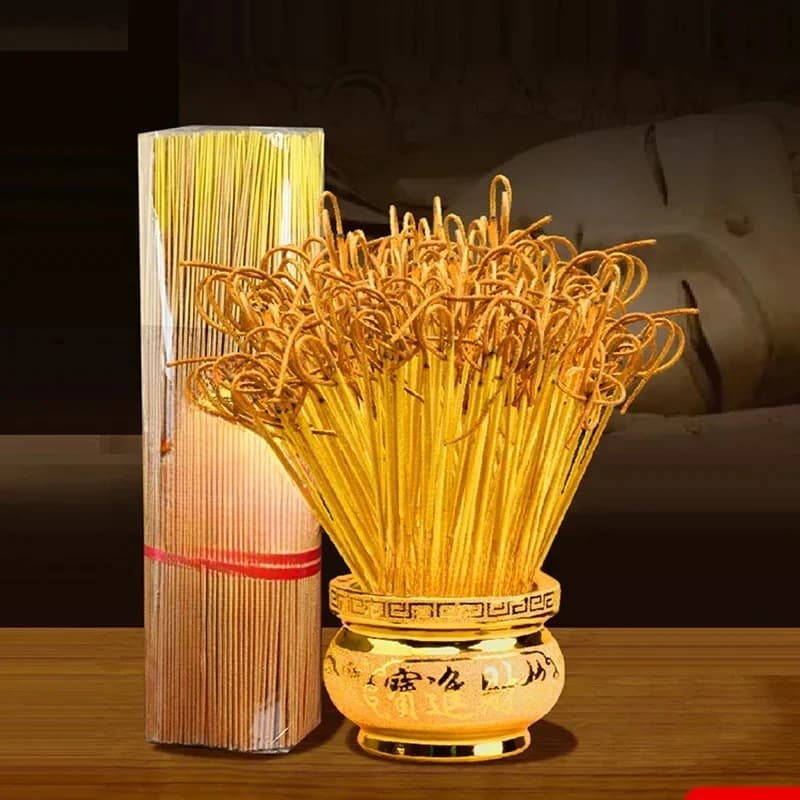 dorato 500 g per confezione Bastoncini di incenso senza fumo in legno di sandalo naturale Dio dorato della ricchezza Rotolo di denaro Culto Buddha Bastone di bambù