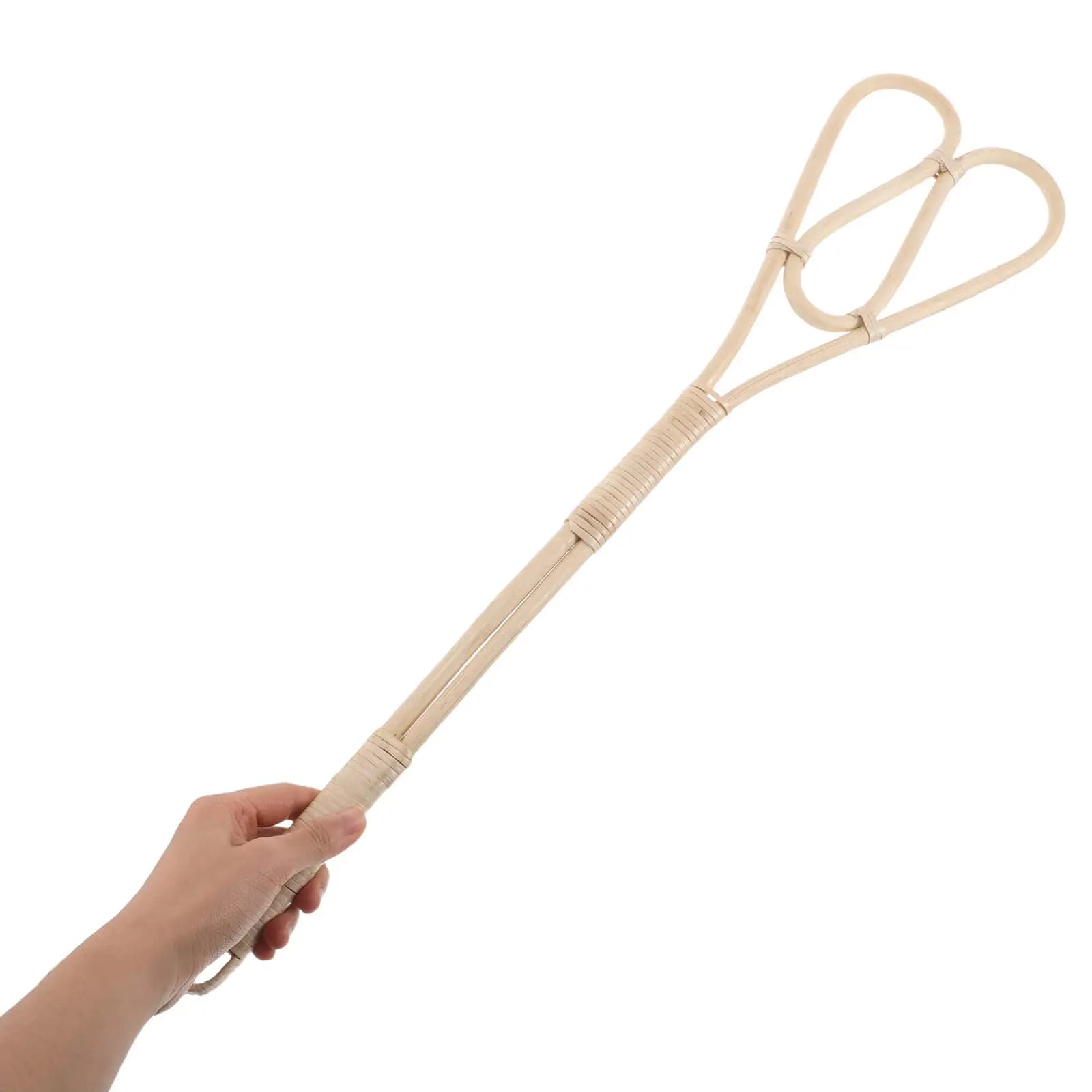 Spazzola per trapuntati in rattan intrecciata a mano con manico lungo, per soffiare e distendere lenzuola, trapunti, tappeti e materassi