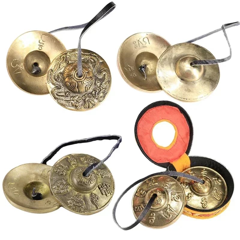 2.6in/6.5cm Tibetan Meditation Tingsha Cymbal Bell Mindfulnee Copper Buddhist Nepal Bronze Bells Tibetan Home Decoration Pendant