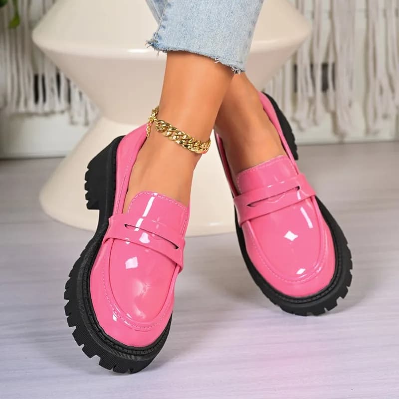 Nuovi Mocassini Estivi con Punta Tonda, Tomaia Bassa, Piattaforma, Antiscivolo, Casual, Slip-on