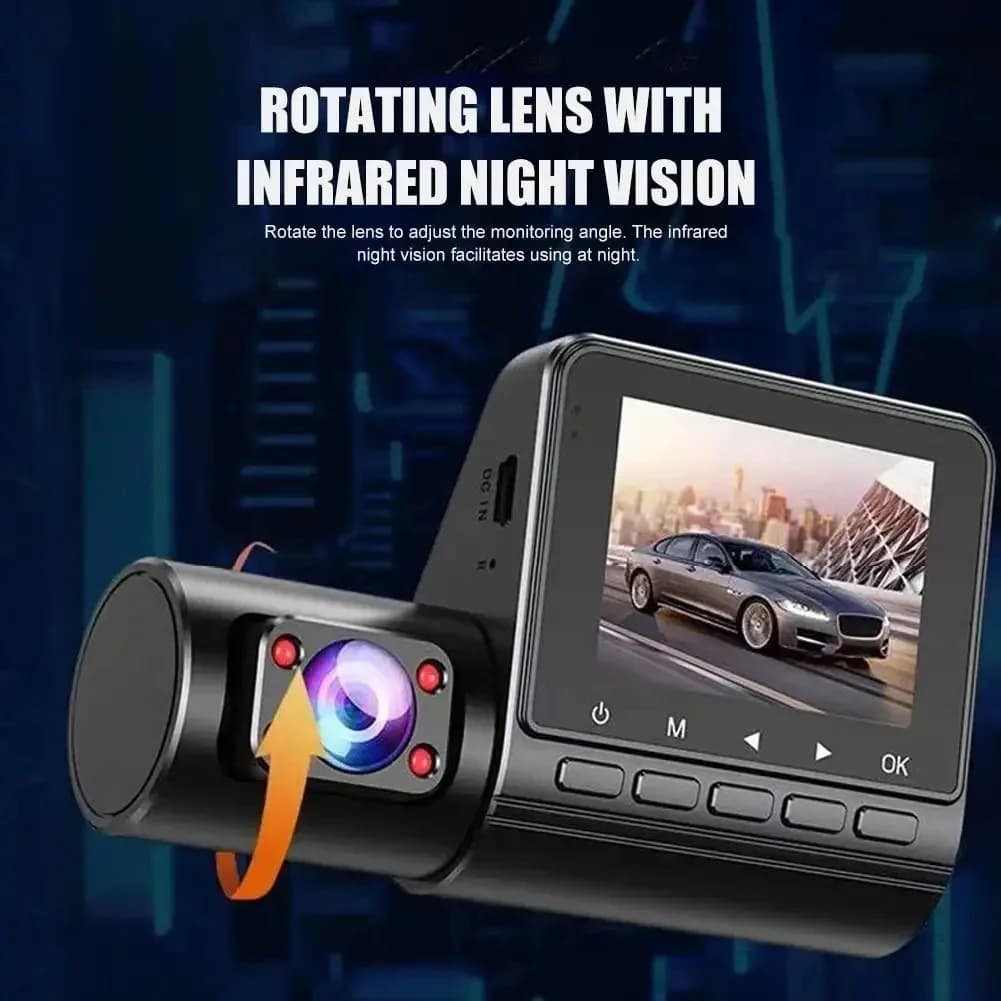 Mini DVR for 2-channel car Three lenses inside Vehicle camera HD1080P Dashcam Recorder Loop Loading Car