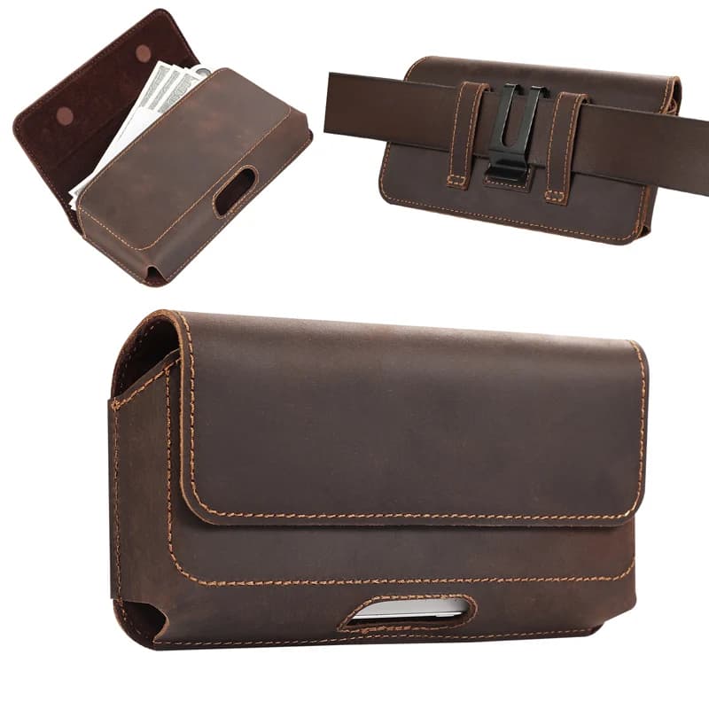 Custodia in vera pelle per iphone 16Pro Max/16Plus/15Pro Max/15Plus/15/15Pro/14Pro/14/13/12 Fondina per telefono Custodia con clip da cintura