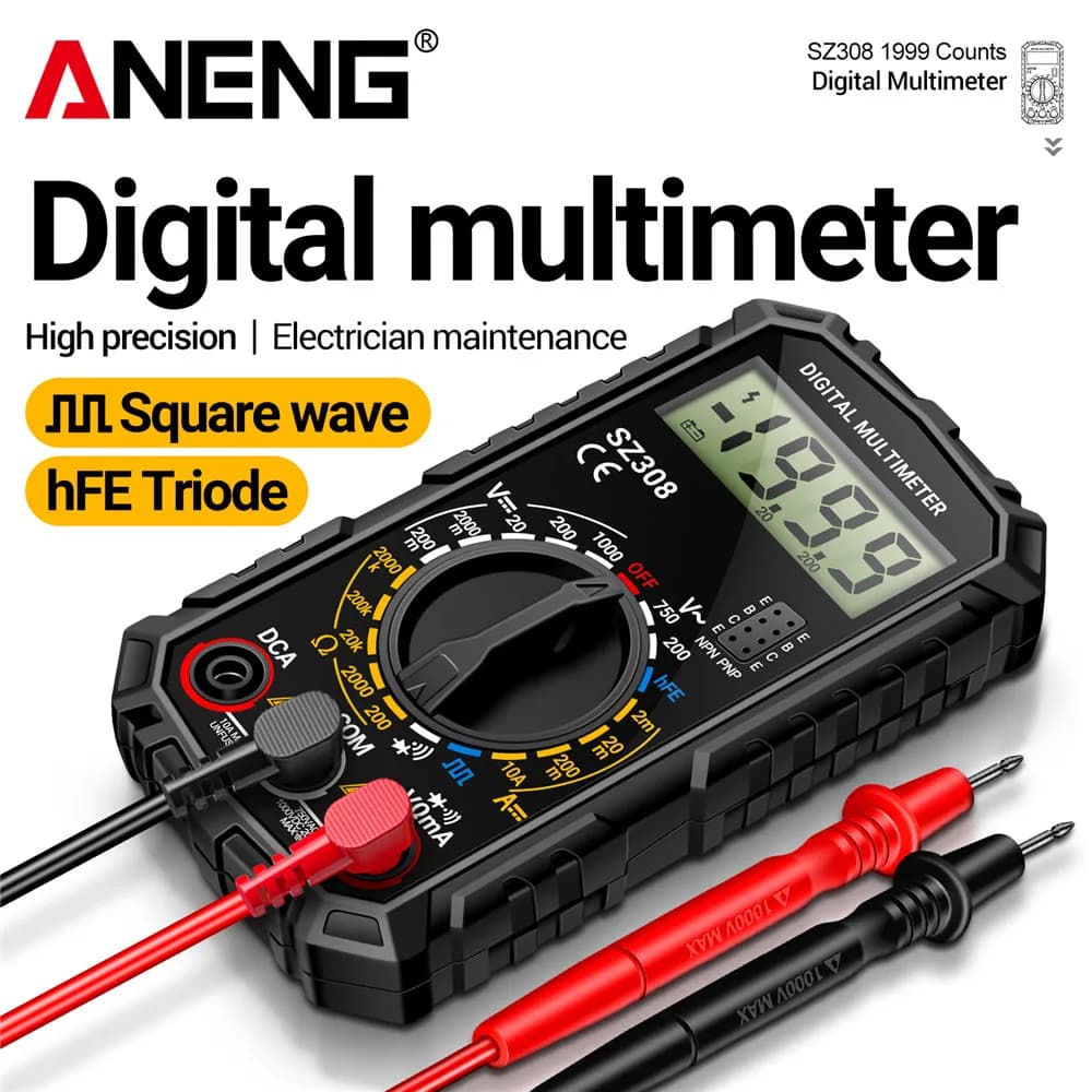 ANENG SZ308 1999 Conteggio Multimetro Digitale AC/DC Multi-funzione ad Alta Precisione Tensione Corrente Resistenza Multimetro Tester Strumenti