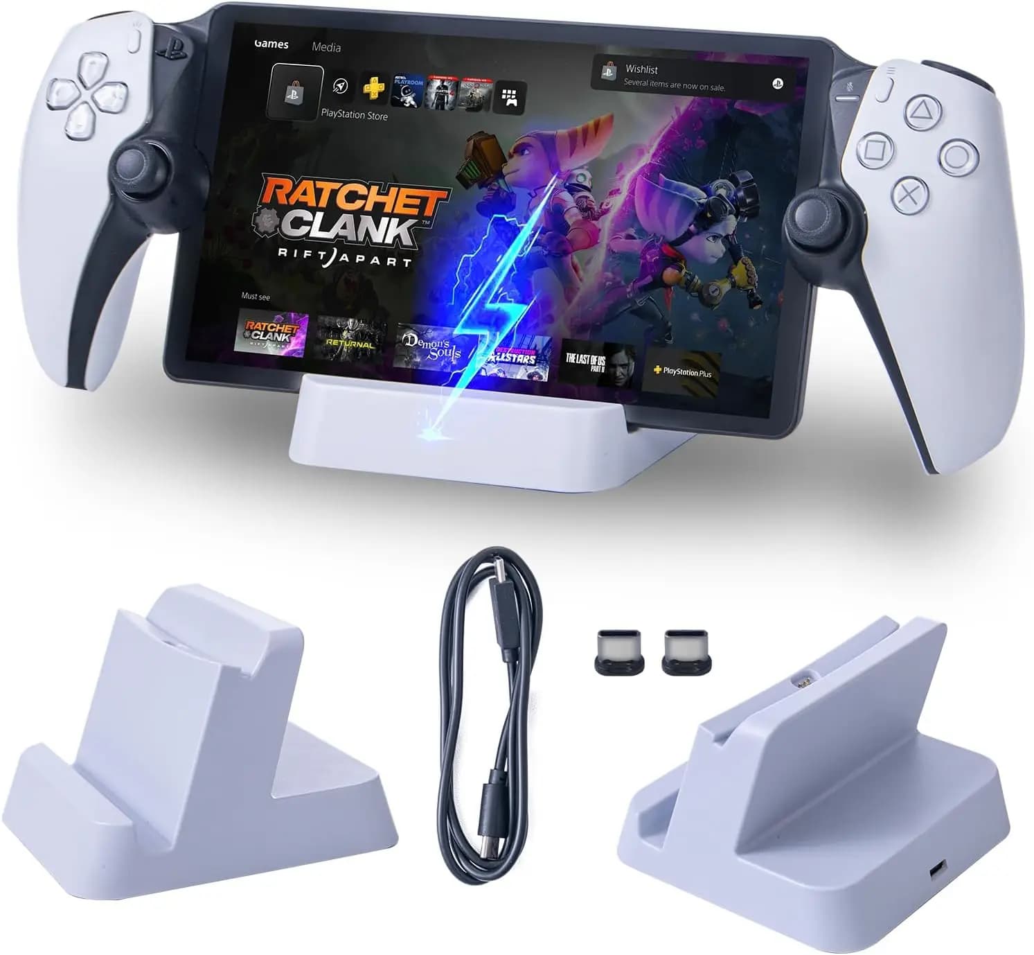 Per il lettore remoto del portale PS5, dock di ricarica del portale PS con base in metallo, stazione di ricarica del supporto degli accessori portatili PS5