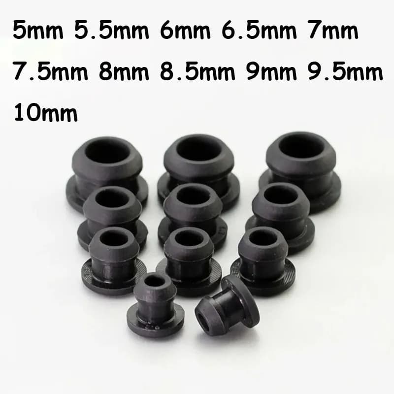 15 pz 5/5.5/6/6.5/7/7.5/8 ~ 10mm Nero Tappi per fori in gomma siliconica Tipo T Spina di copertura Snap-on Guarnizione Tappi terminali di chiusura Tappo di tenuta