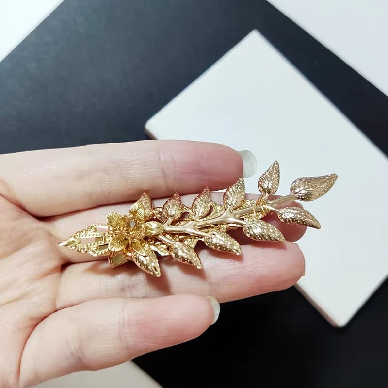 Fermagli per capelli in metallo a forma di foglie e fiori, forcine e pettini laterali per donne e ragazze, accessori per capelli.