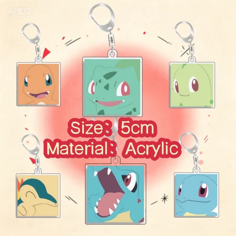 Keychain For Pokemon Charmander Bulbasaur Acrylic Homemade Cartoon Anime Backpack Pendant Decoration Collection Fans Gift 5cm
