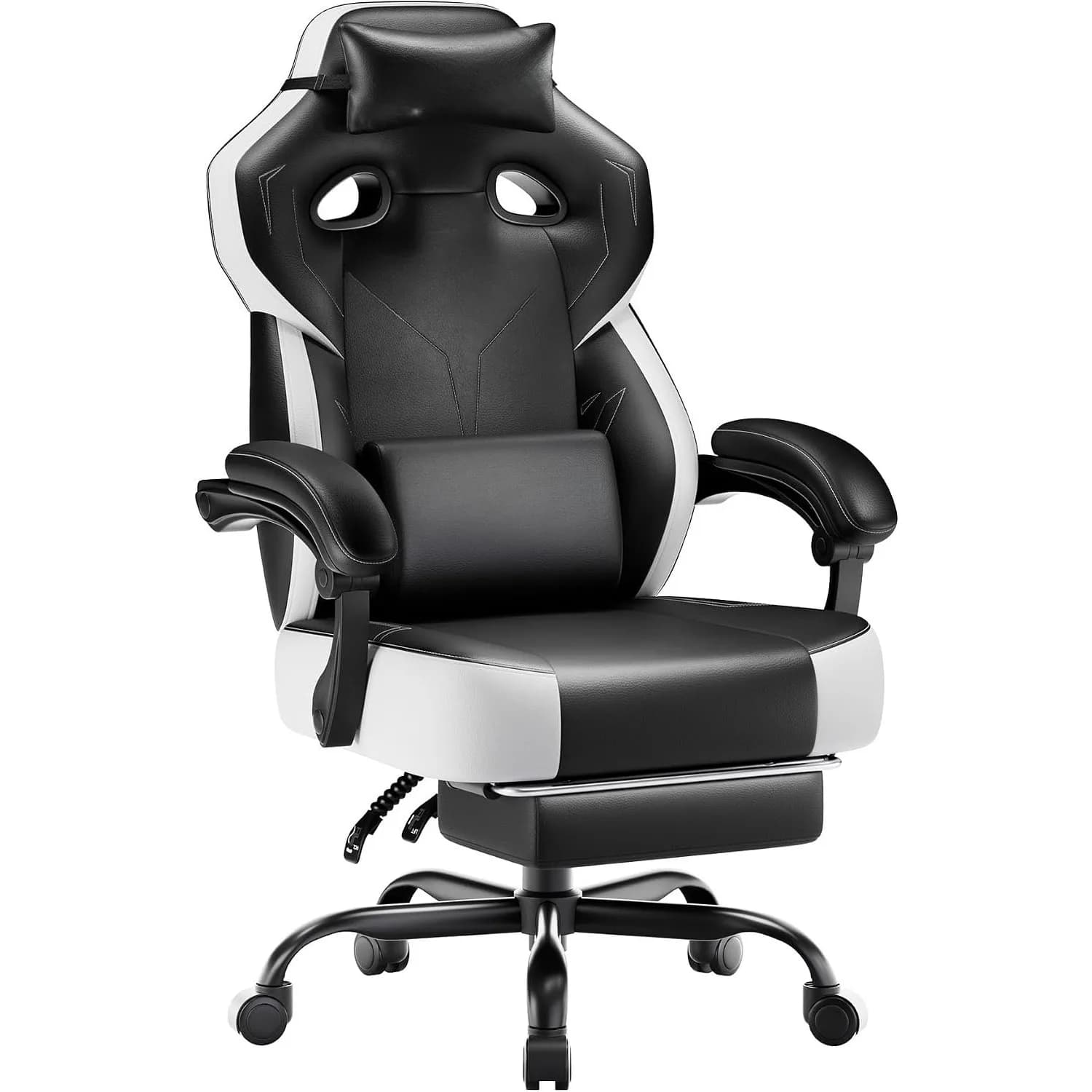 Big & Tall Gaming Chair, Wide Seat with Footrest, Jet Black