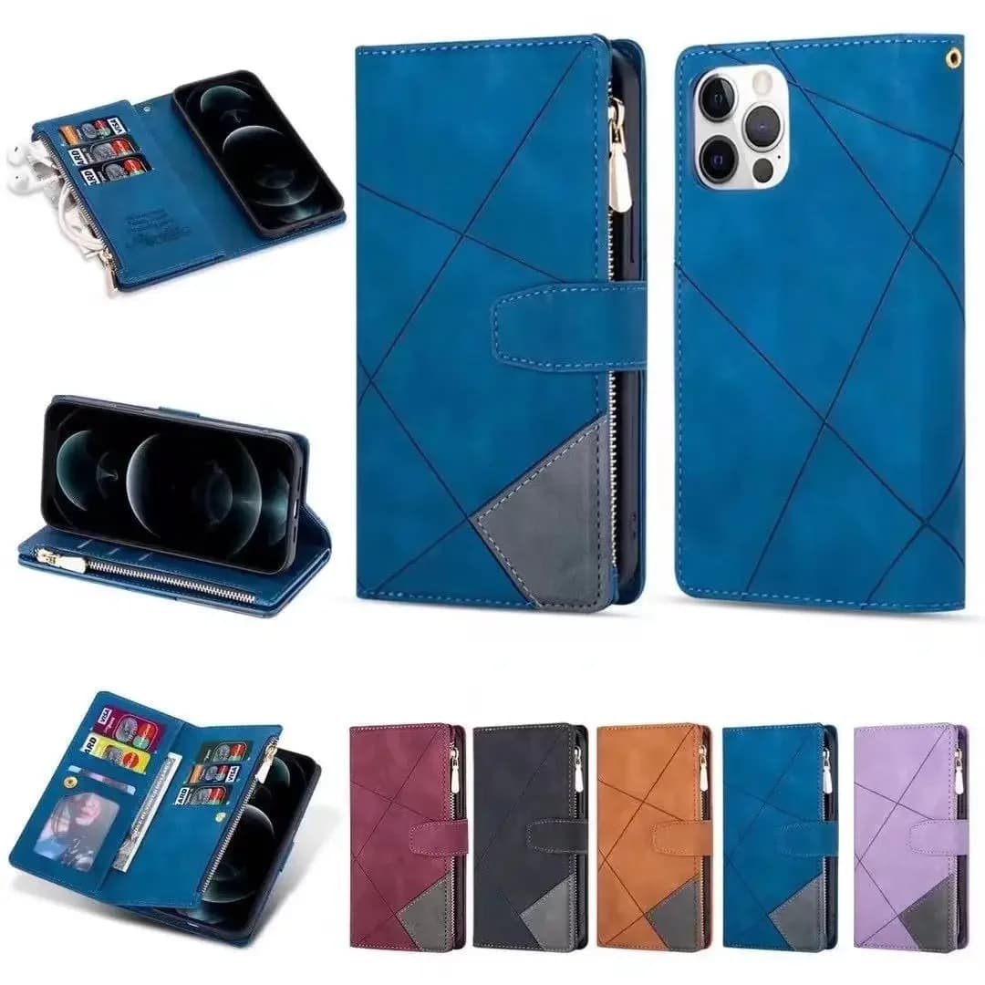 Custodia a Portafoglio Multi 9 Scomparti per Xiaomi Poco X6 X5 X4 GT X3 NFC F5 F4 F3 Pro con Tracolla in Pelle, Cordino e Chiusura a Cerniera, Cover a Libro da Polso