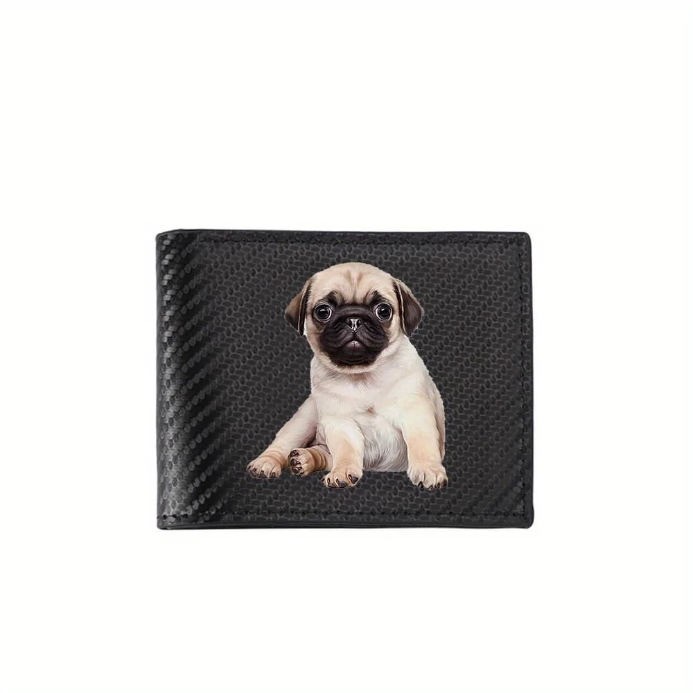 Simpatico cucciolo che cerca direttamente a te Portafogli da uomo Business semplici Design moderno ed elegante con stampa Regali per padre fidanzato Chris