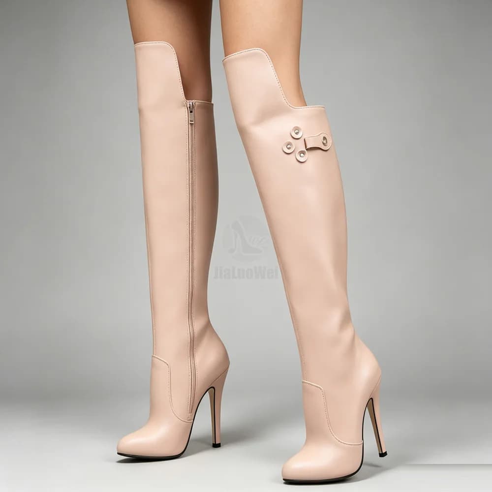 High knee boots Drag Queen unisex with high elasticized sexy Pinup vintage 5 inch fetish heel