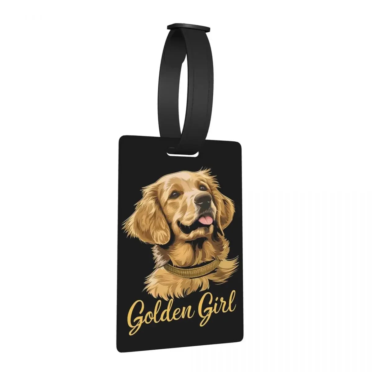 Golden Retriever Girl Happy Dog Pet Smile Ritratto Etichette per bagagli Valigia Bagagli Etichetta d'imbarco Porta etichette ID Nome Indirizzo