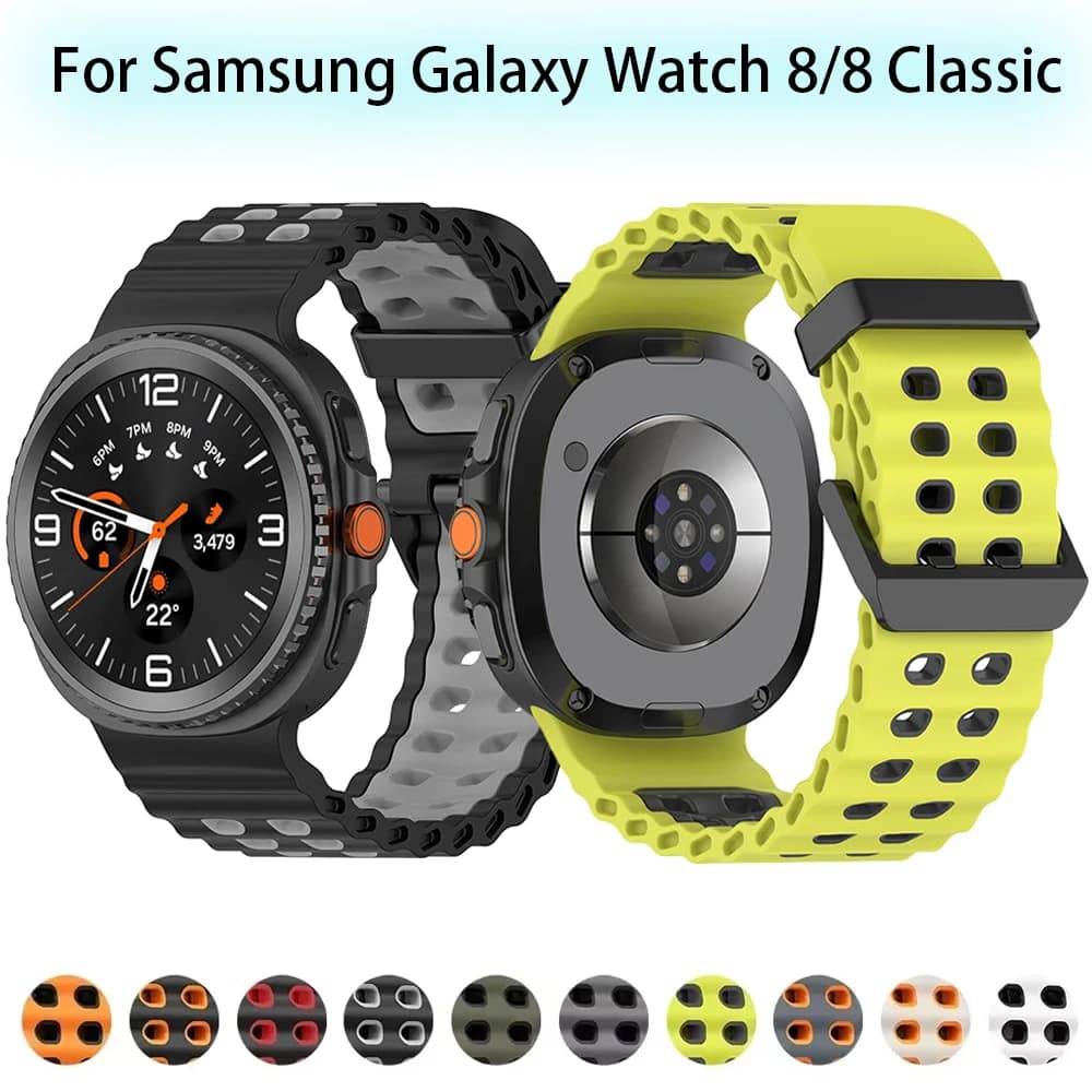 Cinturino in silicone Ocean per Samsung Galaxy Watch 8 40mm 44mm/8 Classic 46mm Bracciale traspirante per Galaxy Watch 8 Band