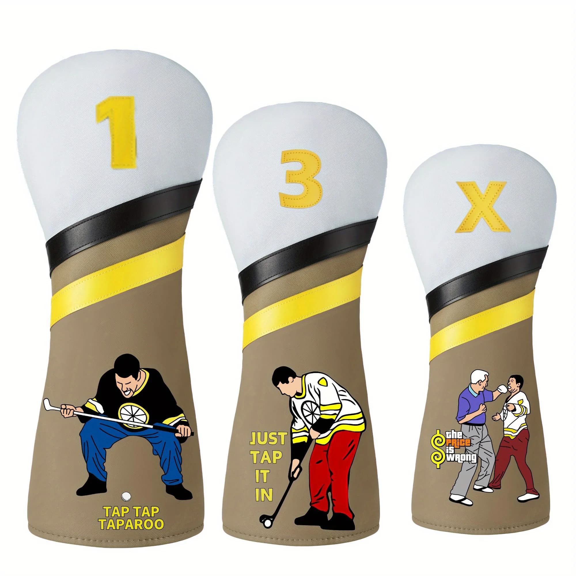 Divertente copertura per mazza da golf Happy Gilmore per conducenti Fairway Woods Ibrido Salvataggio e mazzuolo Putter con lama Divertente copertura per mazza da golf