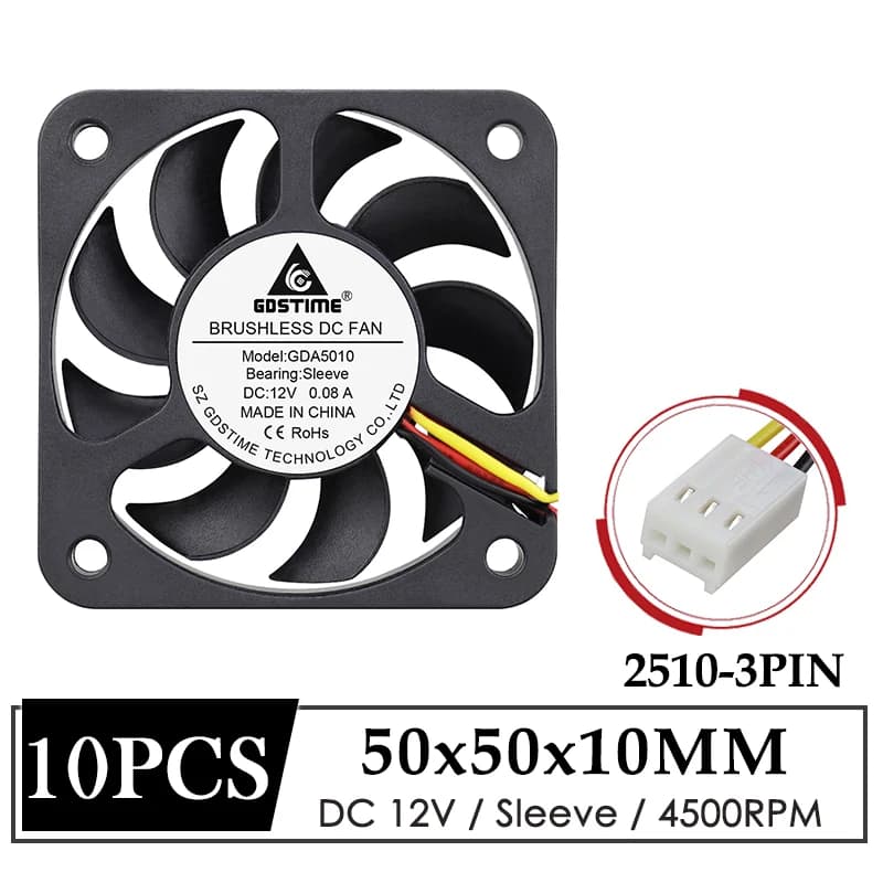 10pcs gdslime 5010 DC ventola assiale senza spazzole 50*50*10 12V 3Pin ventola di raffreddamento industriale 50mm di raffreddamento per il raffreddamento dell'alimentatore