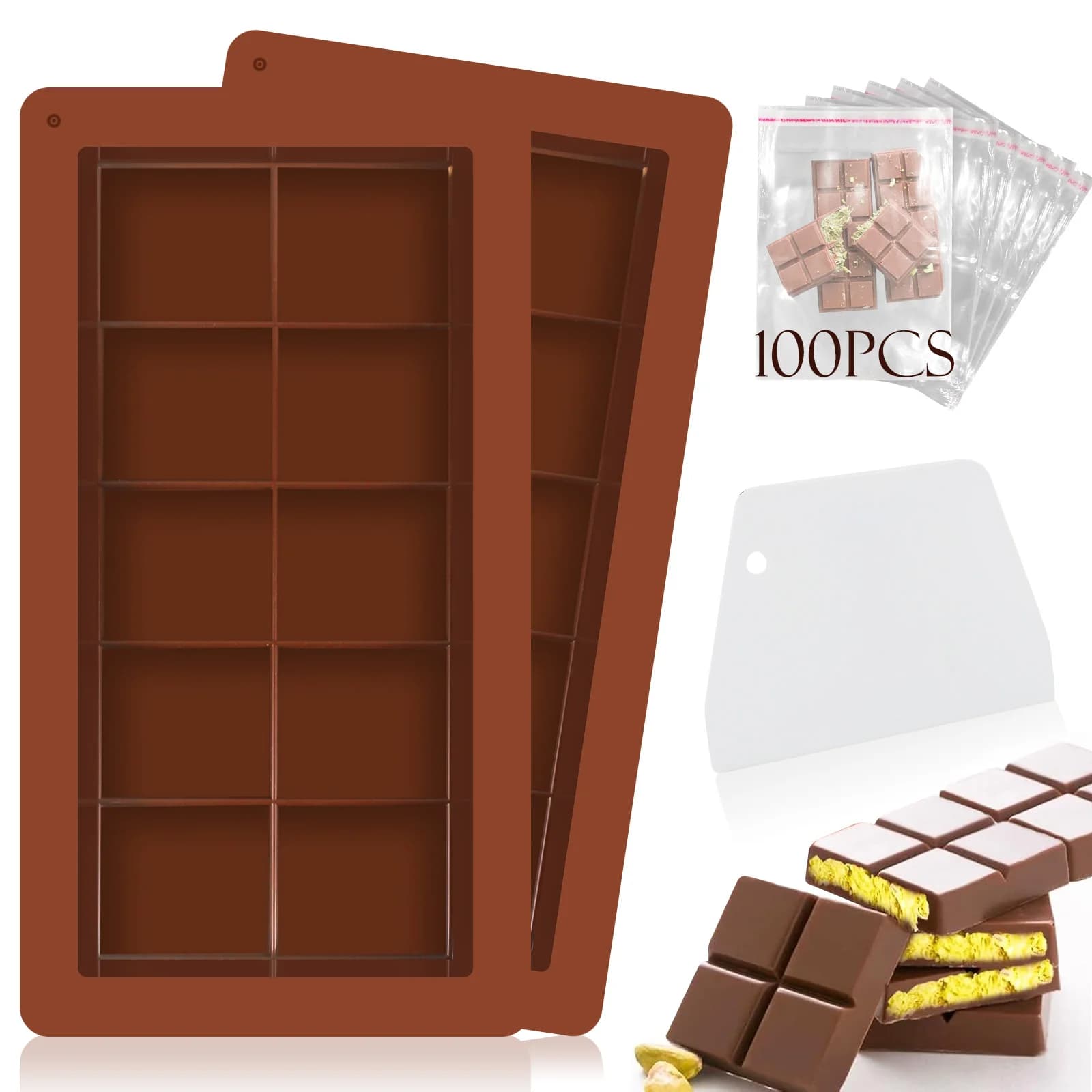 Stampi in Silicone per Barrette di Cioccolato, Rettangolari, Facili da Scomponere, Durevoli, per Barrette Proteiche ed Energetiche, Regali Fai-da-Te