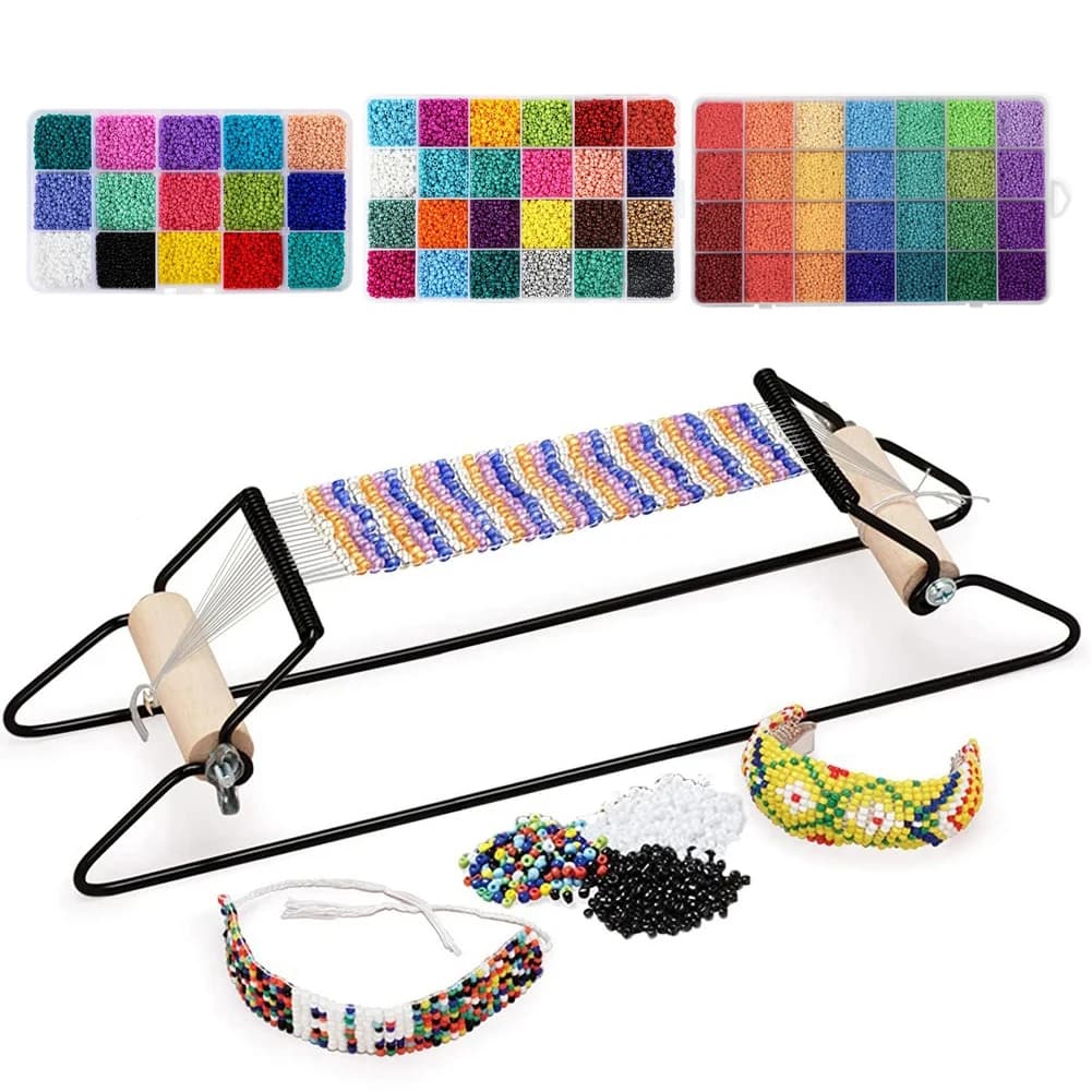 Weaving Beading Machine Includes Extra Wide Loom Thread Needles Beads Knitter DIY Jewelry Making Kit Jewelry Making Supplies