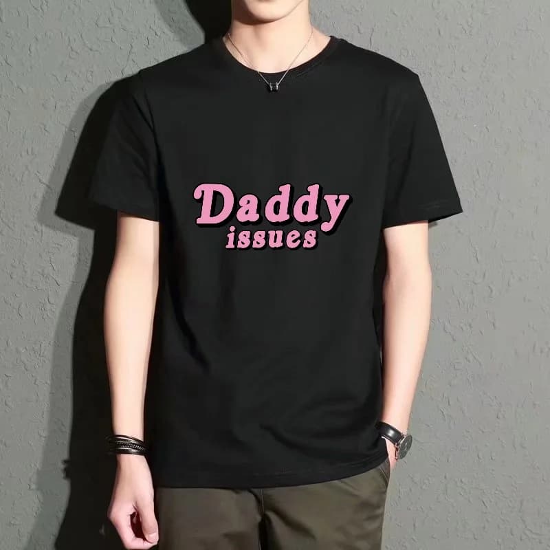 Men's Black Round-Neck Short-Sleeved T-Shirt, Fun Letter-Printed Loose Top, Everyday Casual Street Style, Comfortable and Breathable Summer Item