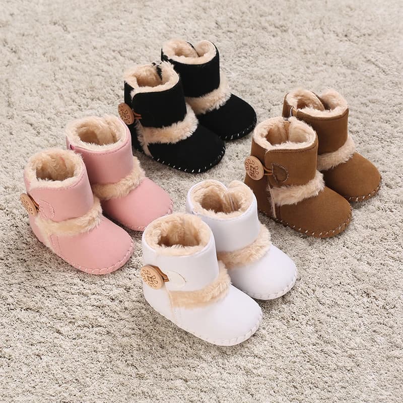 Stivali autunno/inverno Neonata Ragazzi Scarpe invernali calde Tinta unita Palla puzzle prescolare Primo bambino Scarpa 0-18M