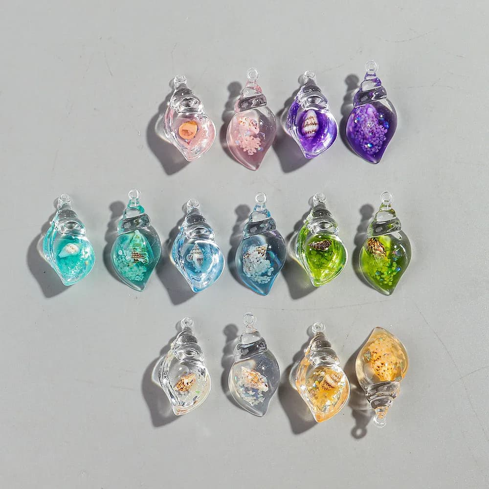 10 ciondoli colorati in acrilico trasparente luminoso conchiglia per gioielli fai da te, collane, orecchini, portachiavi, accessori