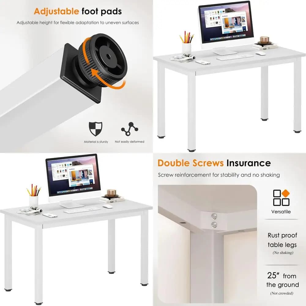 39 inch white compact desk for small spaces: ideal for home office or as a laptop table for students