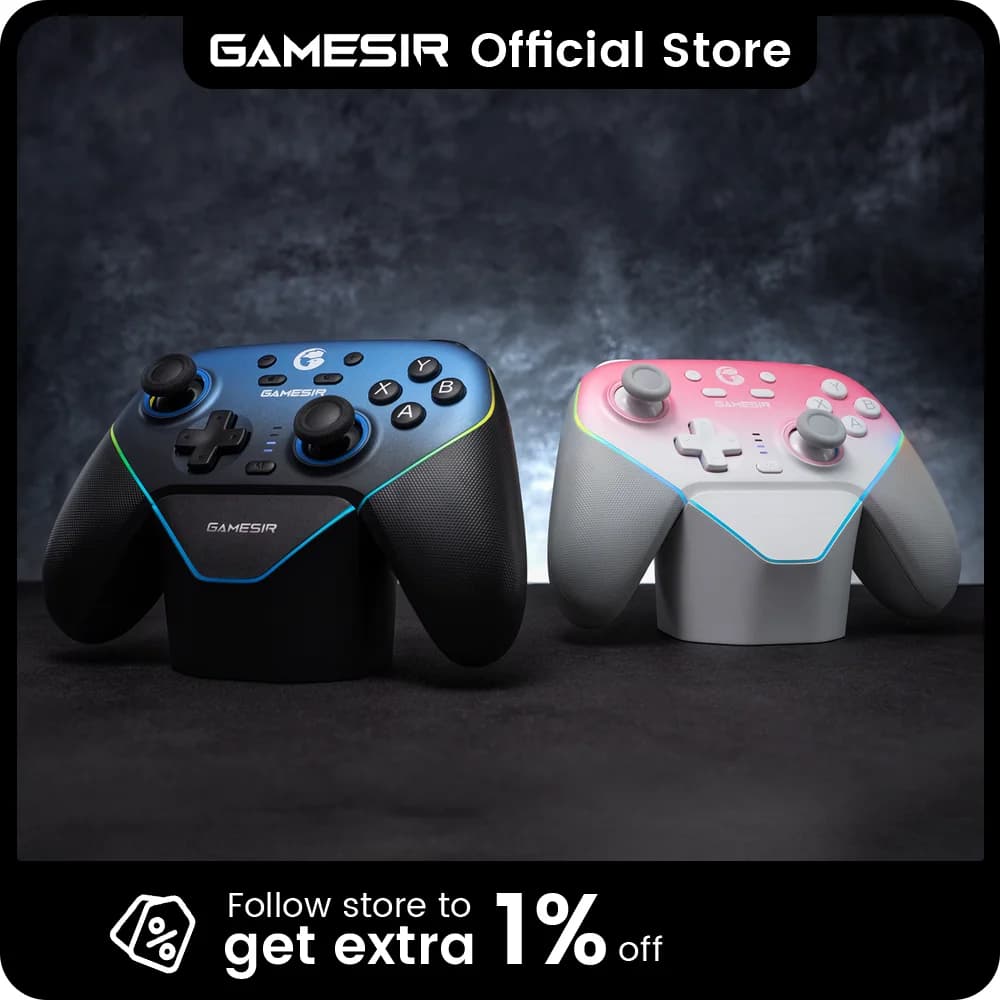 Controller Switch wireless GameSir Super Nova con stazione di ricarica, joystick effetto Hall per PC Nintendo Switch 2 Telefono Android