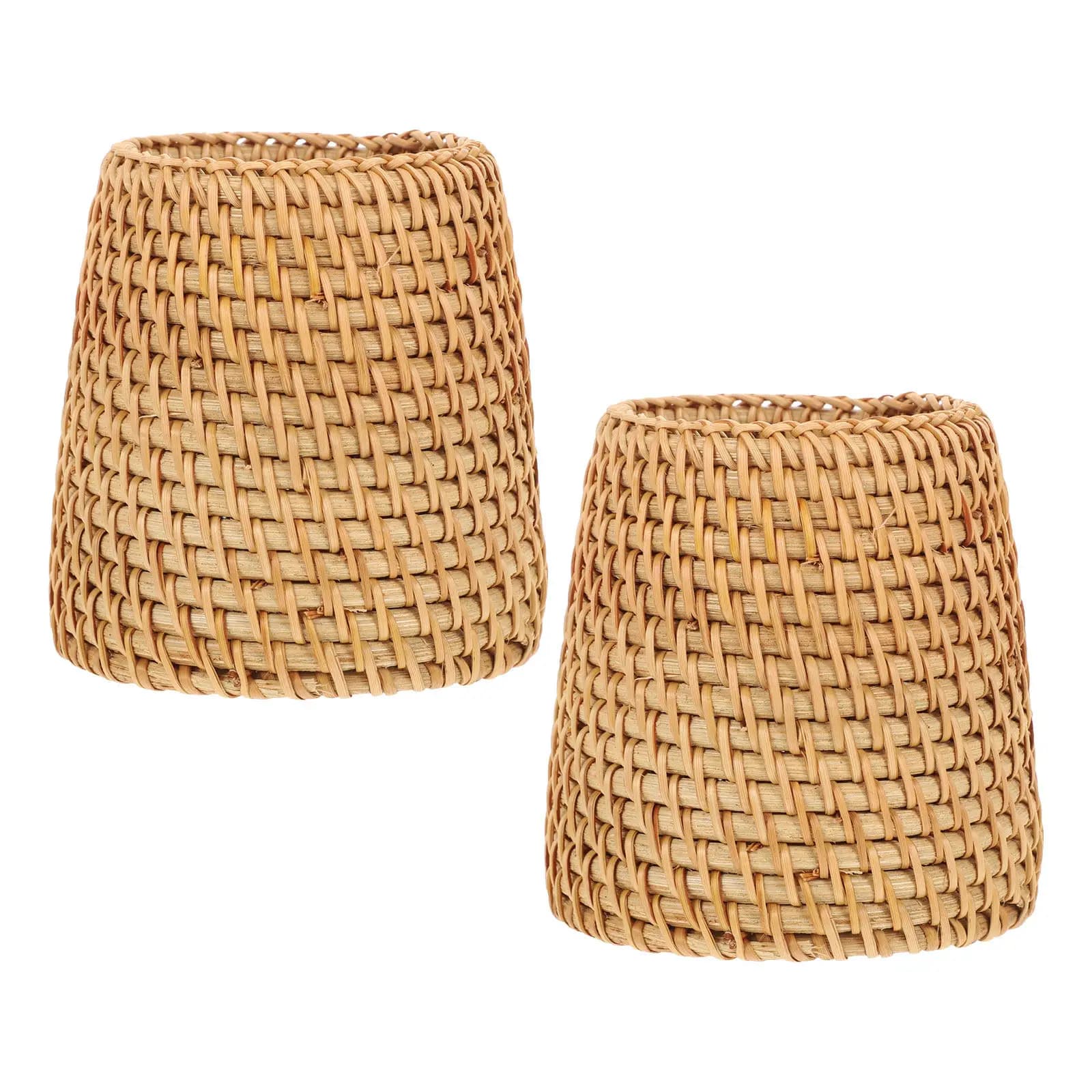 Set of 2 Rattan pen holders Hand-woven, Rustic Boho Organizer, Makeup Brush Holder, Recycle Bin