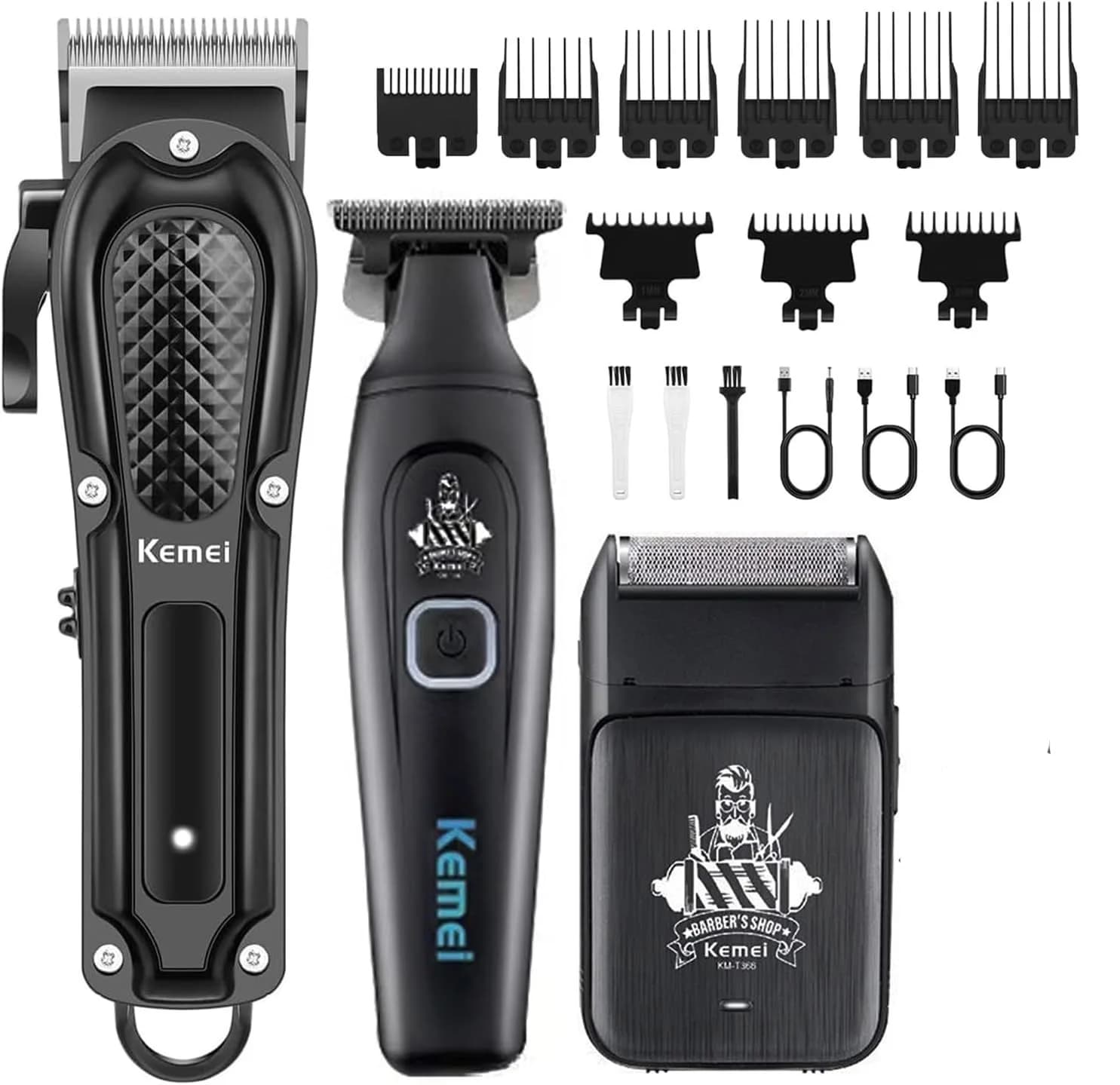 Kemei Battery Cutters for Men Haircuts Electric Lamina Rechargeable Electric Shaver Kit for Barber Hair Cutting