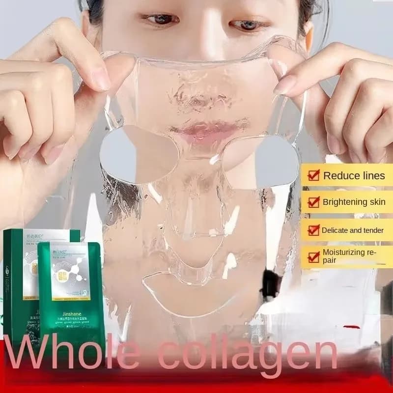 5pz*30ml Maschera Trasparente al Collagene di Alghe Marine, Maschera in Gelatina di Frutta Rigenerante, Maschera per la Cura della Pelle