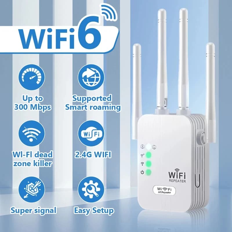 Ripetitore WiFi 6 Regaton 300Mbps, Amplificatore di Segnale Wireless a Banda Singola 2.4Ghz, Estensore Wi-Fi 6 a Lungo Raggio