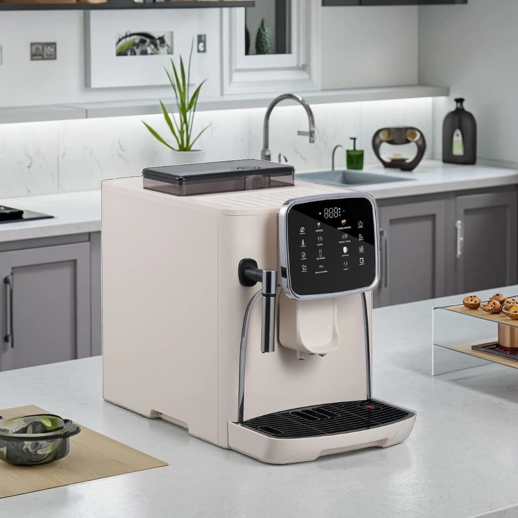 Macchina per Espresso Completamente Automatica con Controllo Touch Screen, Nera, per Cappuccino, Latte e Schiuma di Latte, per Caffè in Grani o in Polvere