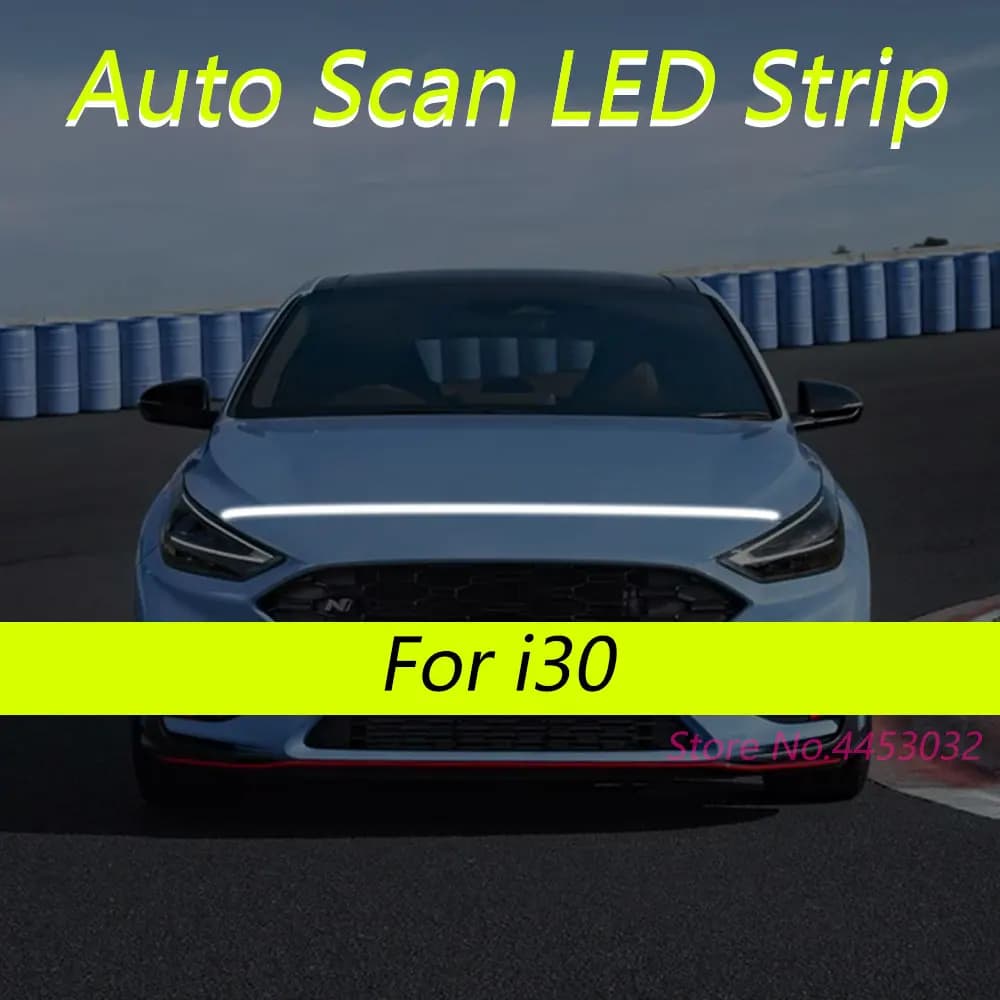DRL Auto Scan Avviamento Strisce LED Per Hyundai i30 2006-2015 Auto Cofano Luce Fari Flessibili Luce di Benvenuto 59 Pollici