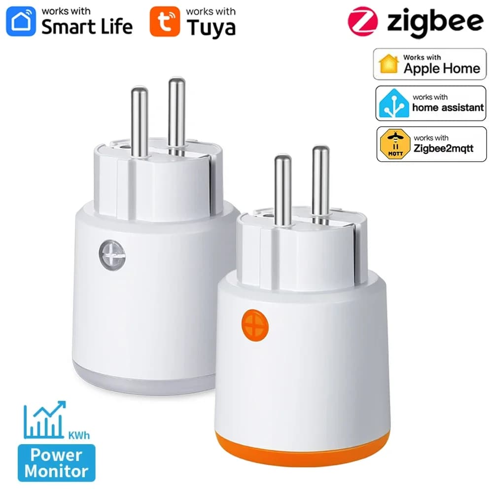 Zigbee 3.0 Tuya Smart Power Plug 16A Prese EU Prese Energy Monitor Switch Timer Remote Control Works with Alexa Google Home